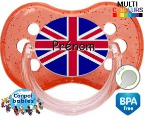Drapeau angleterre + prénom: Sucette Cerise-su7.fr