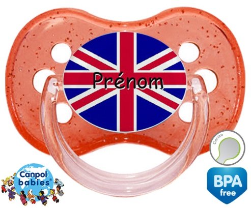 Drapeau angleterre + prénom: Sucette Cerise-su7.fr