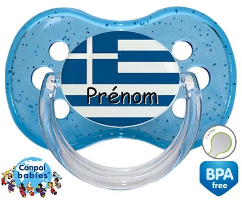 Drapeau grèce + prénom: Sucette Cerise-su7.fr