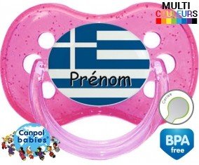 Drapeau grèce + prénom: Sucette Cerise-su7.fr