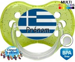 Drapeau grèce + prénom: Sucette Cerise-su7.fr