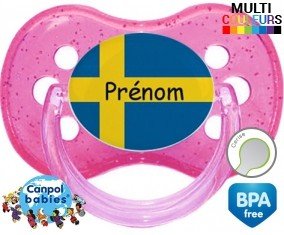 Drapeau suède + prénom: Sucette Cerise-su7.fr