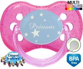 Étoile sur fond bleu + prénom: Sucette Cerise-su7.fr