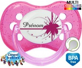 Fleur rose + prénom: Sucette Cerise-su7.fr