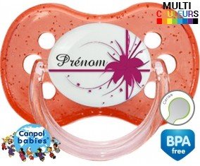 Fleur rose + prénom: Sucette Cerise-su7.fr