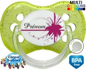 Fleur rose + prénom: Sucette Cerise-su7.fr