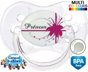 Fleur rose + prénom: Sucette Cerise-su7.fr