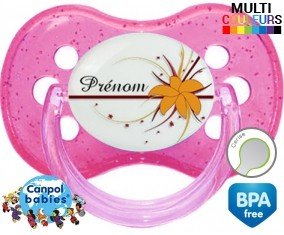 Fleur orange + prénom: Sucette Cerise-su7.fr