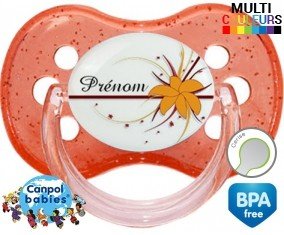 Fleur orange + prénom: Sucette Cerise-su7.fr