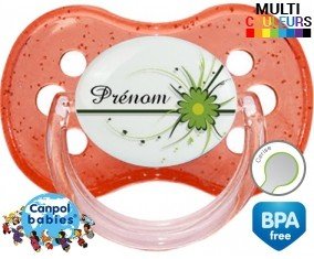 Fleur verte + prénom: Sucette Cerise-su7.fr
