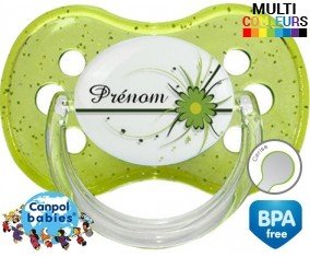 Fleur verte + prénom: Sucette Cerise-su7.fr