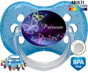 Papillon de nuit + prénom : Sucette Cerise personnalisée