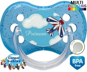 Avion nuage + prénom : Sucette Cerise personnalisée