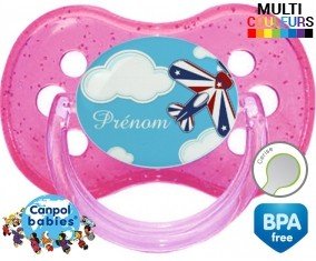 Avion nuage + prénom: Sucette Cerise-su7.fr