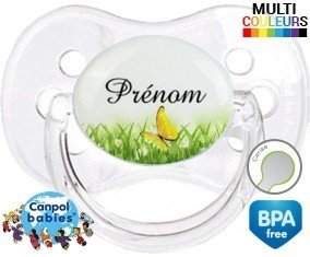 Papillon vert + prénom: Sucette Cerise-su7.fr