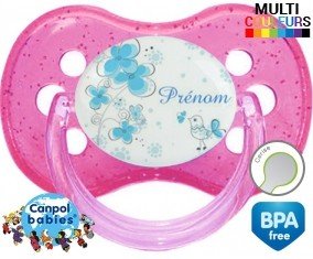 Oiseau bleu style2 + prénom: Sucette Cerise-su7.fr