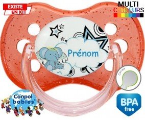 Eléphant style3 + prénom: Sucette Cerise-su7.fr