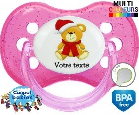Ourson noël + prénom: Sucette Cerise-su7.fr