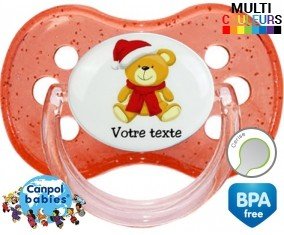 Ourson noël + prénom: Sucette Cerise-su7.fr