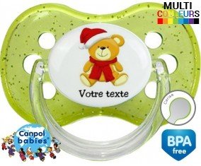 Ourson noël + prénom: Sucette Cerise-su7.fr