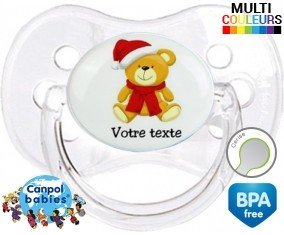 Ourson noël + prénom: Sucette Cerise-su7.fr