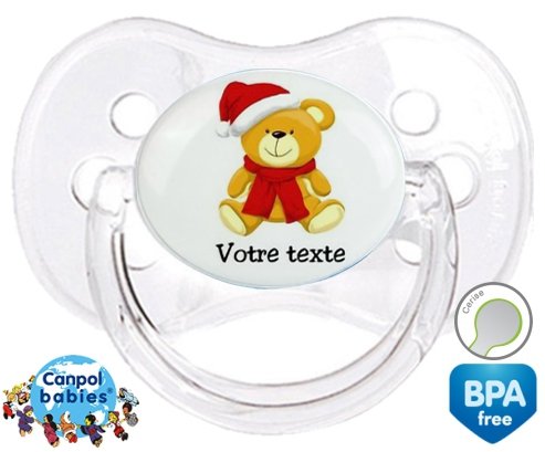 Ourson noël + prénom: Sucette Cerise-su7.fr