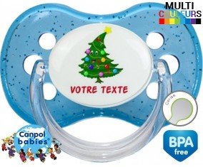 Tetine Sapin noël + prénom embout Cerise personnalisée