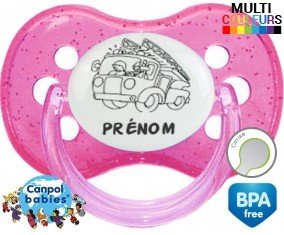 Camion pompier + prénom: Sucette Cerise-su7.fr