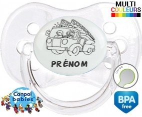 Camion pompier + prénom: Sucette Cerise-su7.fr