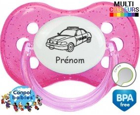 Voiture police + prénom: Sucette Cerise-su7.fr