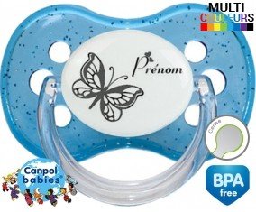 Papillon 2 + prénom : Sucette Cerise personnalisée