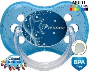 Tetine Nuit étoilée + prénom embout Cerise personnalisée