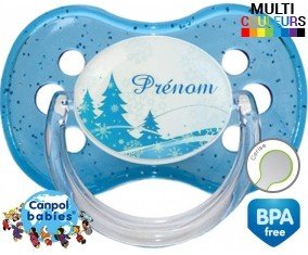 Sapin bleu + prénom : Sucette Cerise personnalisée