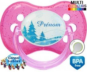 Sapin bleu + prénom: Sucette Cerise-su7.fr