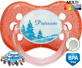 Sapin bleu + prénom: Sucette Cerise-su7.fr