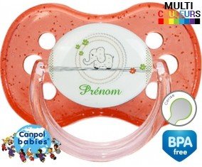 Eléphant tendre vert + prénom: Sucette Cerise-su7.fr