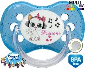 Musique et chat + prénom : Tétine Cerise personnalisée