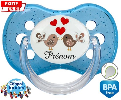 Oiseaux cœur + prénom: Sucette Cerise-su7.fr