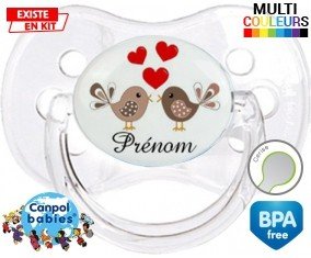 Oiseaux cœur + prénom: Sucette Cerise-su7.fr