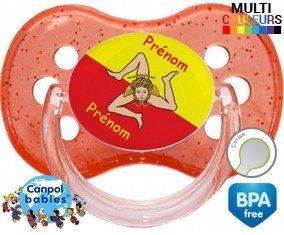 Drapeau sicile + prénom: Sucette Cerise-su7.fr