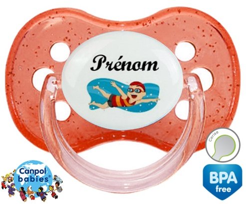 Natation + prénom: Sucette Cerise-su7.fr