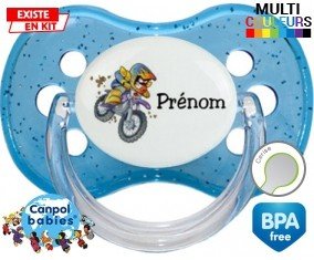 Moto et style1 + prénom : Sucette Cerise personnalisée