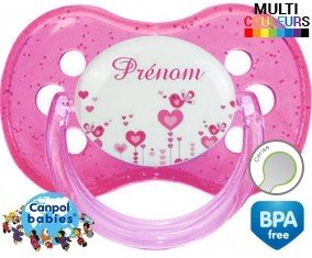 Oiseaux rose + prénom: Sucette Cerise-su7.fr