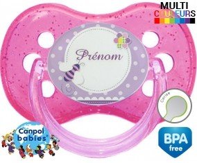 Abeille violet + prénom: Sucette Cerise-su7.fr