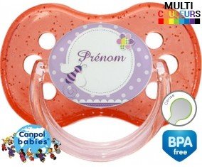 Abeille violet + prénom: Sucette Cerise-su7.fr