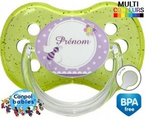 Abeille violet + prénom: Sucette Cerise-su7.fr