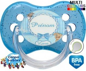 Chat et chien (garçon) + prénom : Sucette Cerise personnalisée