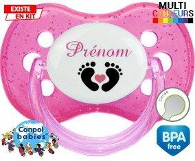 Pied cœur (fille) + prénom: Sucette Cerise-su7.fr