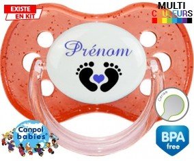 Pied cœur (garçon) + prénom: Sucette Cerise-su7.fr