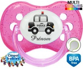 Voiture de police style2 + prénom: Sucette Cerise-su7.fr
